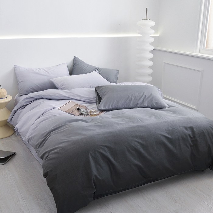 91家纺网 家纺一手货源 找家纺 启优家纺2023新款全棉13370渐变色四件套 秘境-灰