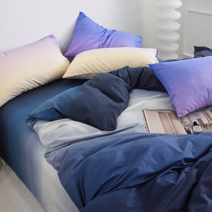 91家纺网 家纺一手货源 找家纺 启优家纺2023新款全棉13370渐变色四件套 秘境-黑