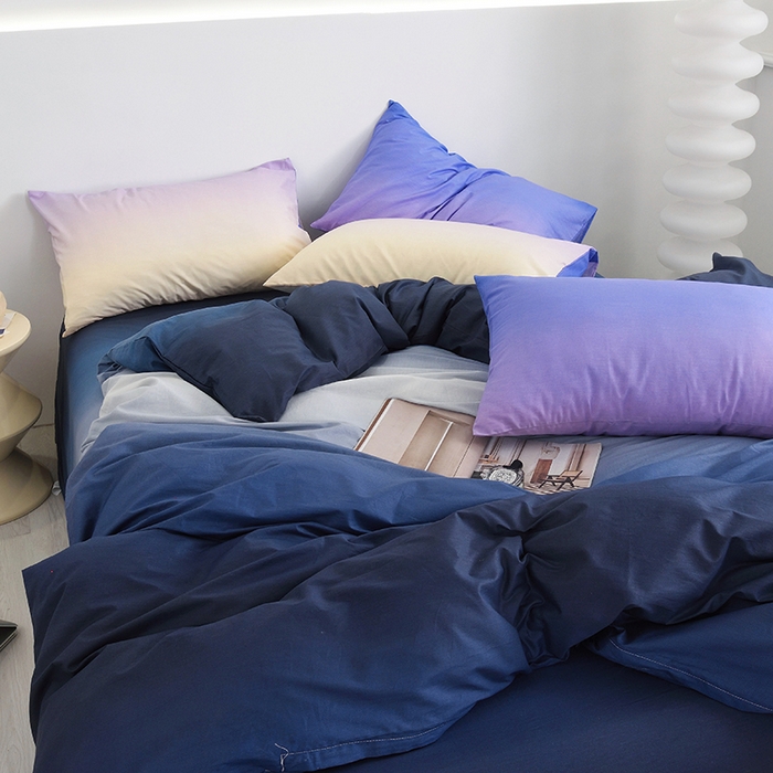 91家纺网 家纺一手货源 找家纺 启优家纺2023新款全棉13370渐变色四件套 秘境-黑