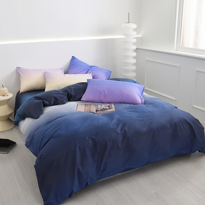 91家纺网 家纺一手货源 找家纺 启优家纺2023新款全棉13370渐变色四件套 秘境-黑