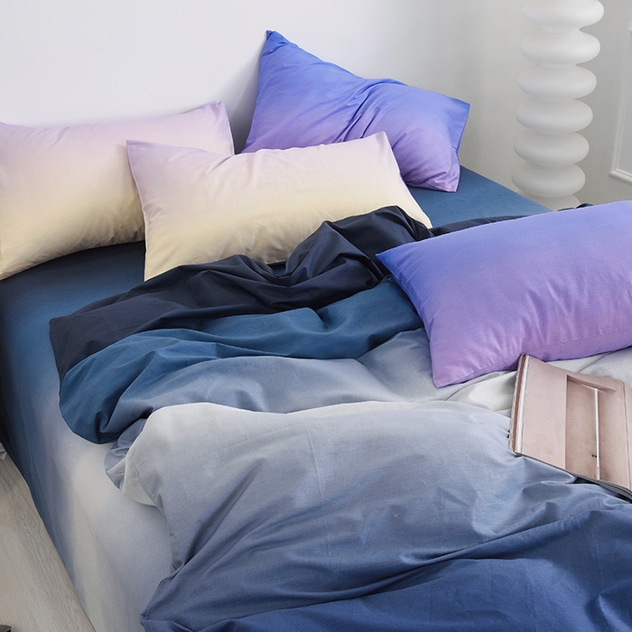 91家纺网 家纺一手货源 找家纺 启优家纺2023新款全棉13370渐变色四件套 秘境-黑