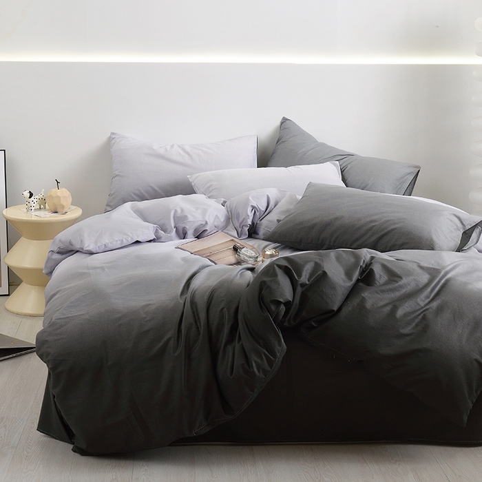 91家纺网 家纺一手货源 找家纺 启优家纺2023新款全棉13370渐变色四件套 秘境-灰