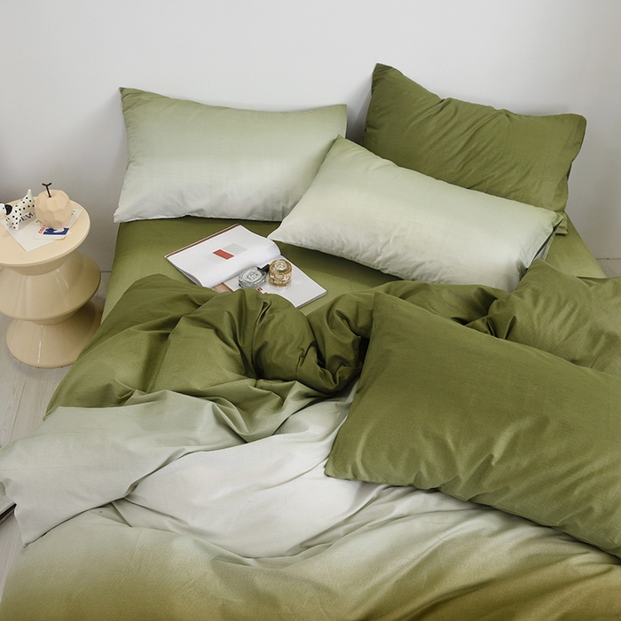 91家纺网 家纺一手货源 找家纺 启优家纺2023新款全棉13370渐变色四件套 秘境-绿