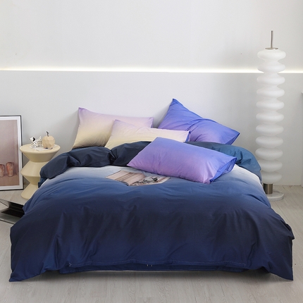 91家纺网 家纺一手货源 找家纺 （总）启优家纺新款全棉渐变色四件套纯色床笠款四件套