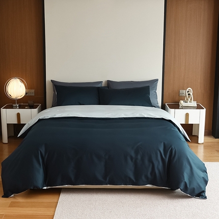 寐眠-豫皖 2023新款100支全棉长绒棉四件套 爵士蓝-月光蓝
