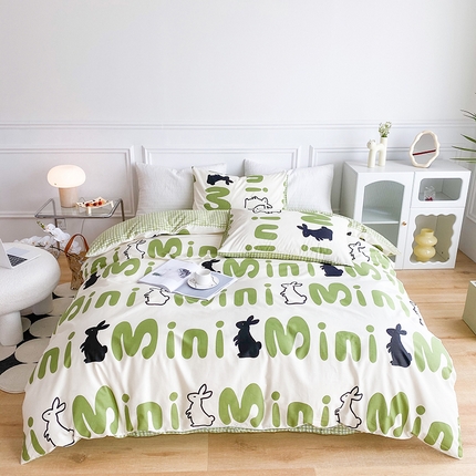 珺柔家纺 2023新款13372全棉印花四件套 迷你兔