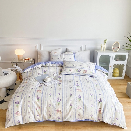 珺柔家纺 2023新款13372全棉印花四件套 薰衣草