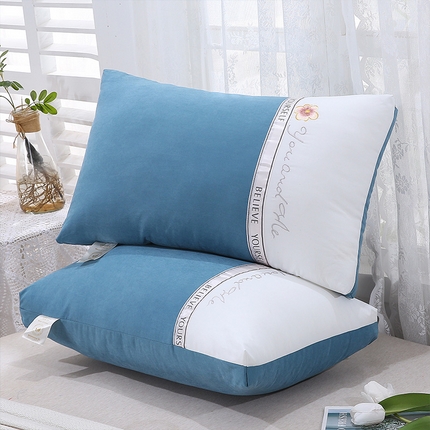 91家纺网 家纺一手货源 找家纺 梦叶草 2023新款轻奢羽丝绒枕 轻奢羽丝绒枕-深海蓝