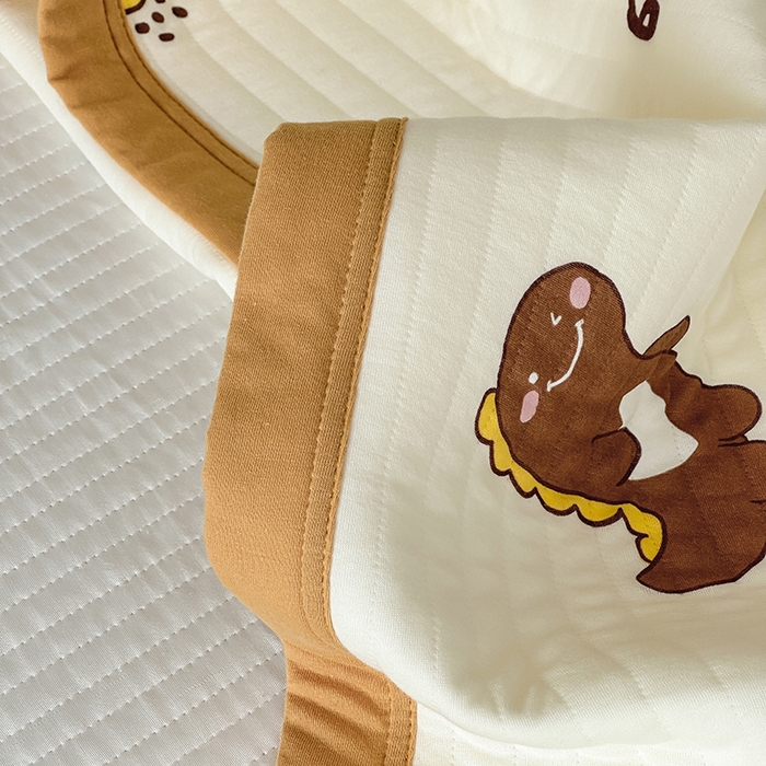 91家纺网 家纺一手货源 找家纺 吾秀 2023新款A类棉代尔针织棉毯 萌萌小恐龙（咖）