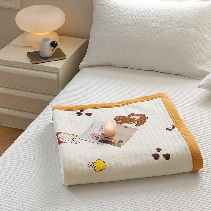 91家纺网 家纺一手货源 找家纺 吾秀 2023新款A类棉代尔针织棉毯 萌萌小恐龙（咖）