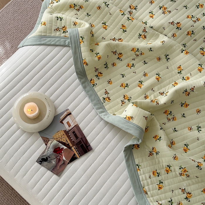 91家纺网 家纺一手货源 找家纺 吾秀 2023新款A类棉代尔针织棉毯 抹茶