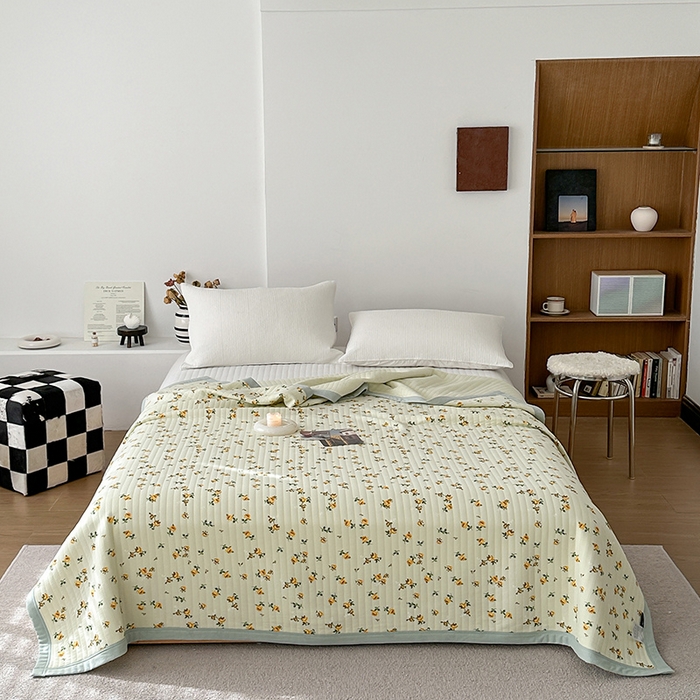 91家纺网 家纺一手货源 找家纺 吾秀 2023新款A类棉代尔针织棉毯 抹茶