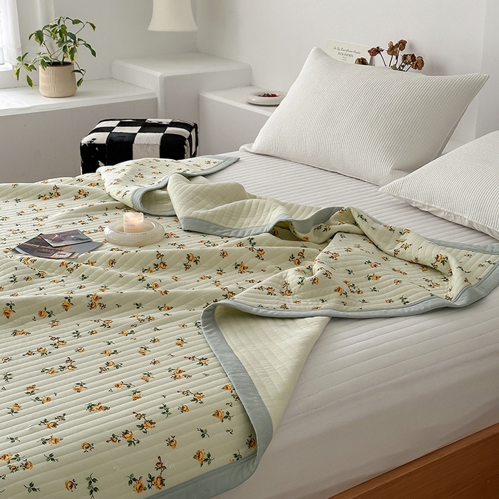 91家纺网 家纺一手货源 找家纺 吾秀 2023新款A类棉代尔针织棉毯 抹茶