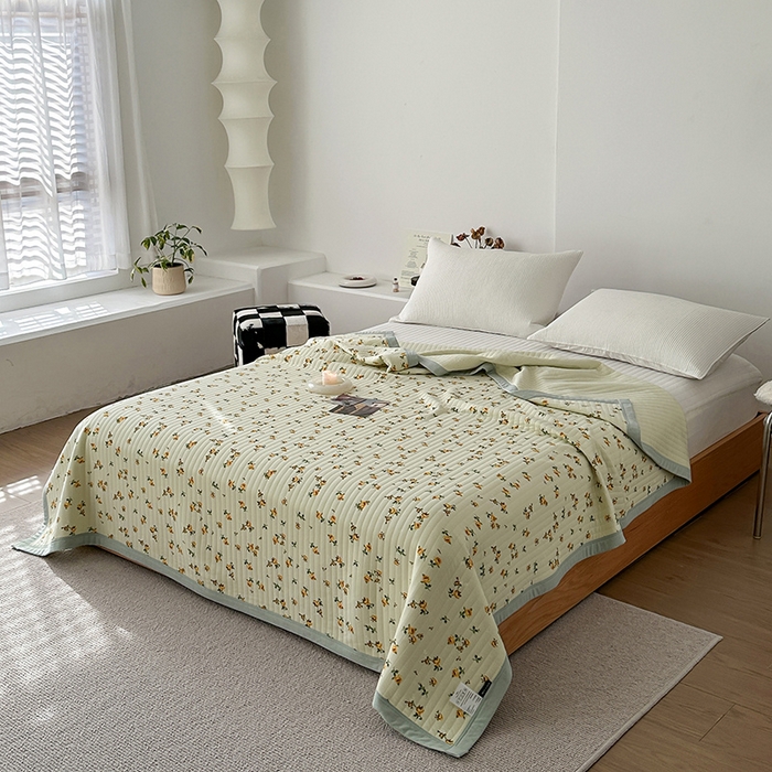 91家纺网 家纺一手货源 找家纺 吾秀 2023新款A类棉代尔针织棉毯 抹茶