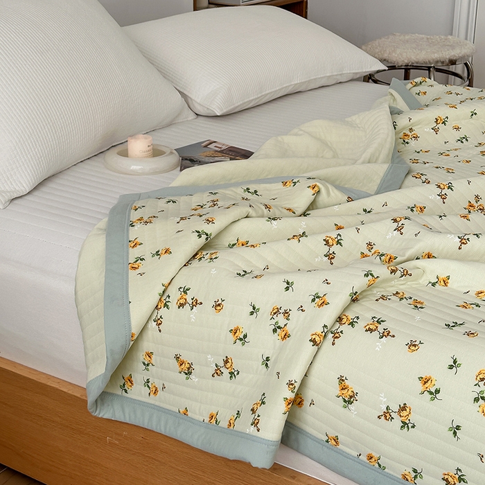 91家纺网 家纺一手货源 找家纺 吾秀 2023新款A类棉代尔针织棉毯 抹茶