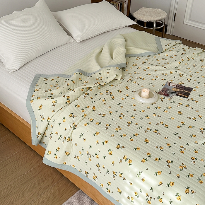 91家纺网 家纺一手货源 找家纺 吾秀 2023新款A类棉代尔针织棉毯 抹茶