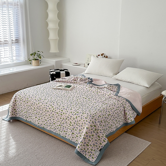 91家纺网 家纺一手货源 找家纺 吾秀 2023新款A类棉代尔针织棉毯 小香果（粉）