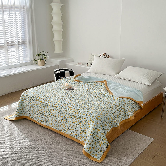 91家纺网 家纺一手货源 找家纺 吾秀 2023新款A类棉代尔针织棉毯 小香果（绿）