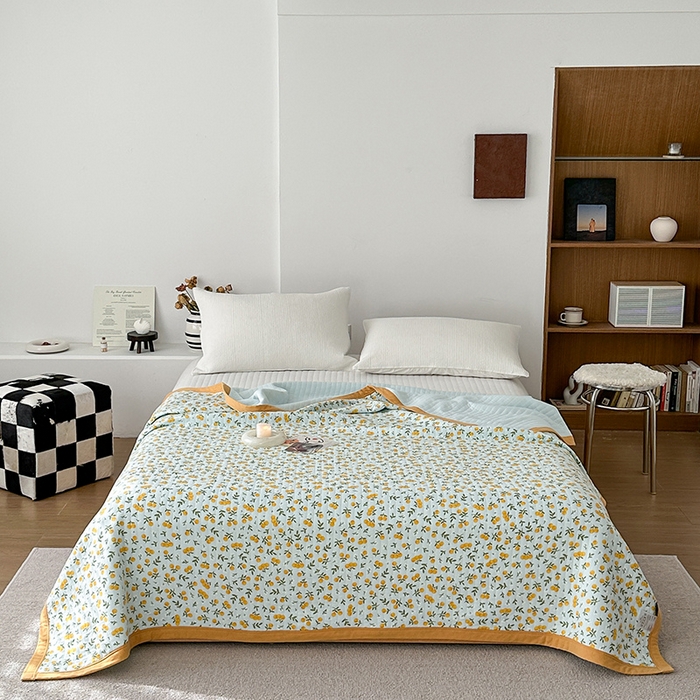 91家纺网 家纺一手货源 找家纺 吾秀 2023新款A类棉代尔针织棉毯 小香果（绿）