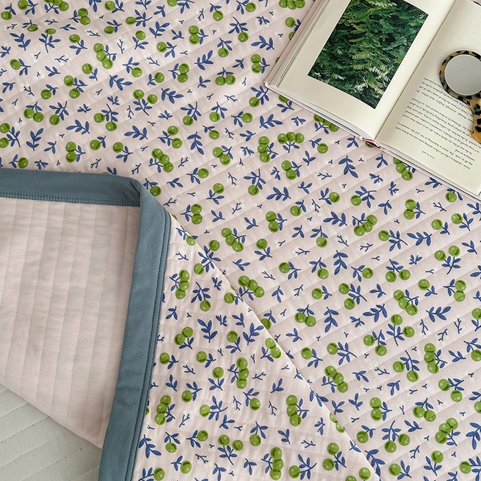 91家纺网 家纺一手货源 找家纺 吾秀 2023新款A类棉代尔针织棉毯 小香果（粉）