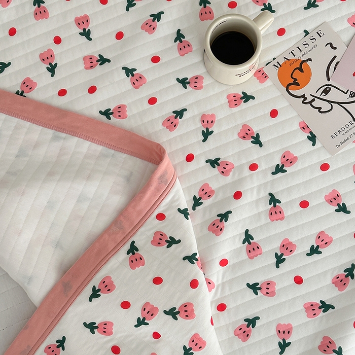 91家纺网 家纺一手货源 找家纺 吾秀 2023新款A类棉代尔针织棉毯 郁金香（粉）