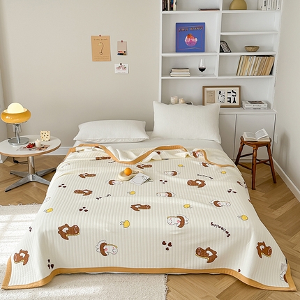 91家纺网 家纺一手货源 找家纺 吾秀 2023新款A类棉代尔针织棉毯 萌萌小恐龙（咖）