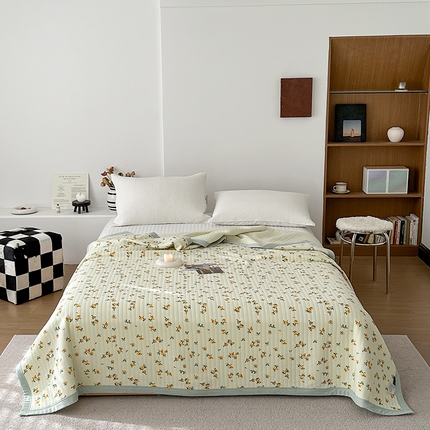 91家纺网 家纺一手货源 找家纺 吾秀 2023新款A类棉代尔针织棉毯 抹茶