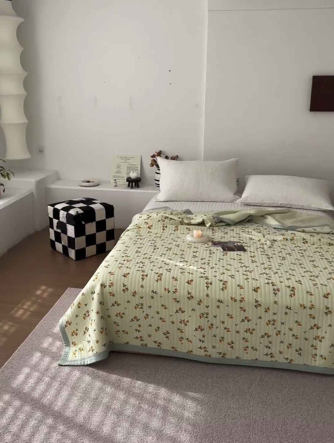 91家纺网 家纺一手货源 找家纺 吾秀 2023新款A类棉代尔针织棉毯 抹茶