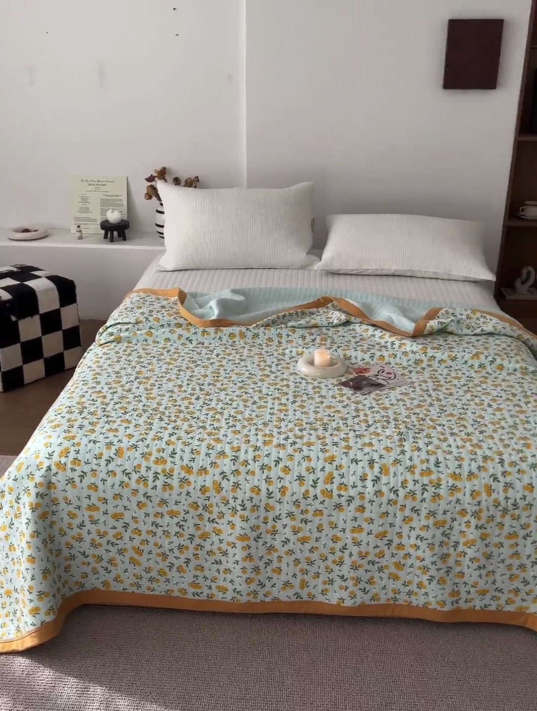 91家纺网 家纺一手货源 找家纺 吾秀 2023新款A类棉代尔针织棉毯 小香果（绿）