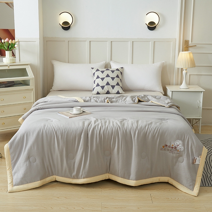 91家纺网 家纺一手货源 找家纺 样样红被业 2023新款棉麻大豆夏凉被 高级灰