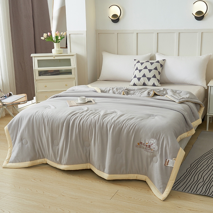 91家纺网 家纺一手货源 找家纺 样样红被业 2023新款棉麻大豆夏凉被 高级灰