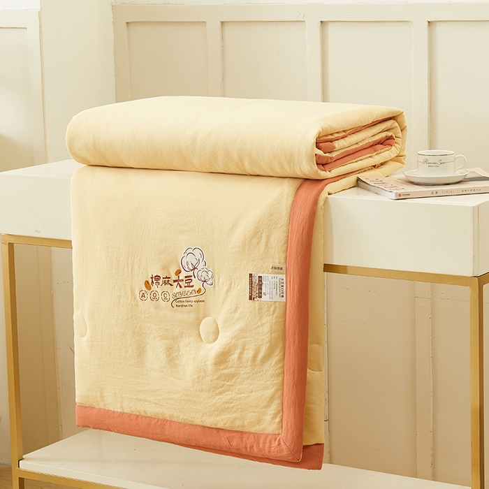 91家纺网 家纺一手货源 找家纺 样样红被业 2023新款棉麻大豆夏凉被 古丽黄