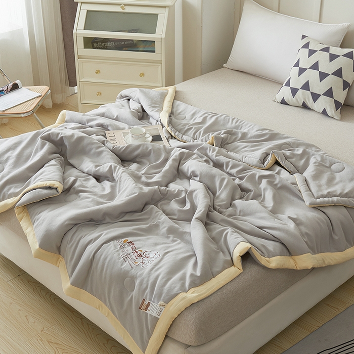 91家纺网 家纺一手货源 找家纺 样样红被业 2023新款棉麻大豆夏凉被 高级灰