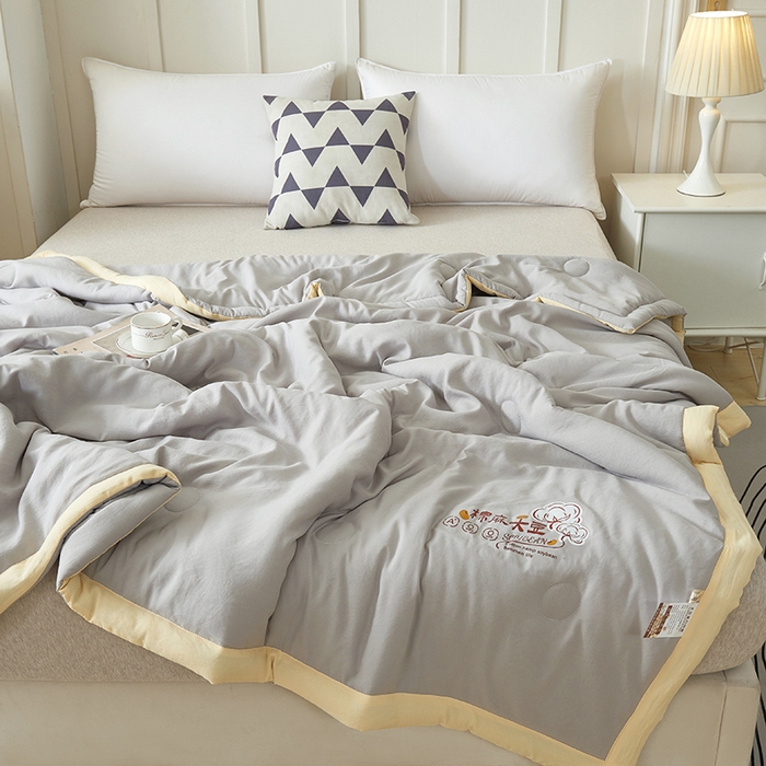 91家纺网 家纺一手货源 找家纺 样样红被业 2023新款棉麻大豆夏凉被 高级灰