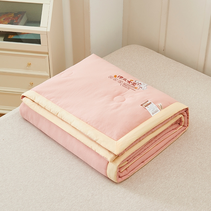 91家纺网 家纺一手货源 找家纺 样样红被业 2023新款棉麻大豆夏凉被 樱花粉