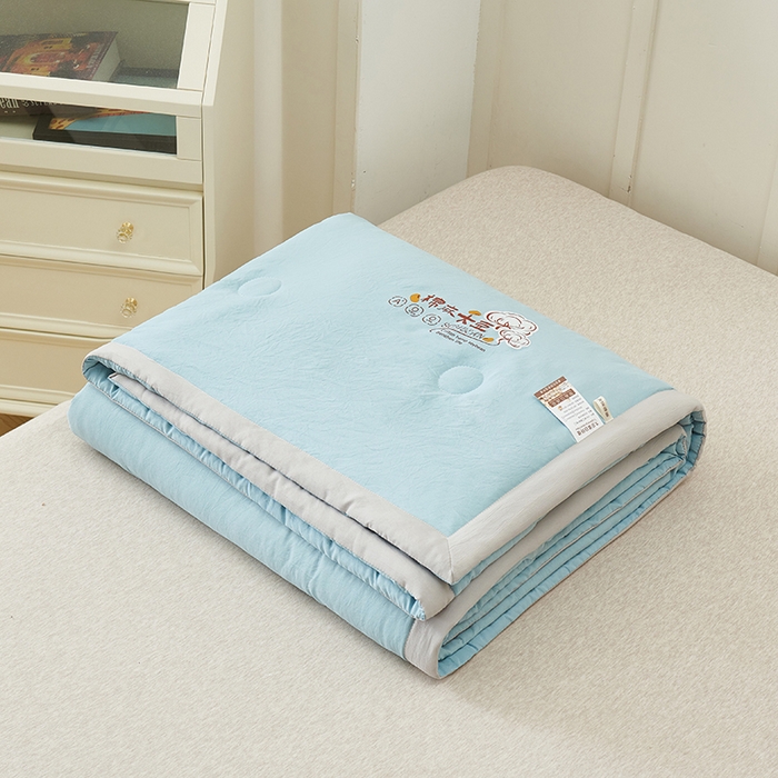 91家纺网 家纺一手货源 找家纺 样样红被业 2023新款棉麻大豆夏凉被 月光蓝