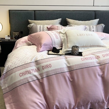 涞澳家纺 2023新款天丝棉四件套克里斯汀系列 克里斯汀-粉