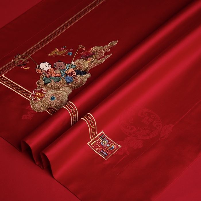 91家纺网 家纺一手货源 找家纺 （总）缔缦2023新品婚庆四件套百子双喜