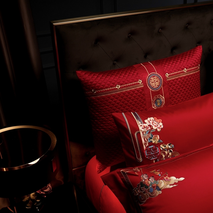 91家纺网 家纺一手货源 找家纺 （总）缔缦2023新品婚庆四件套百子双喜