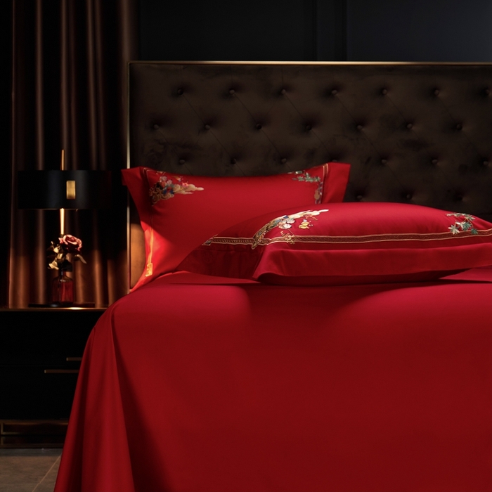 91家纺网 家纺一手货源 找家纺 缔缦2023新品婚庆四件套百子双喜 百子双喜