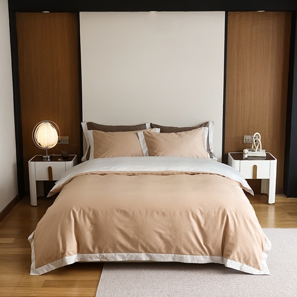 91家纺网 家纺一手货源 找家纺 （总）寐眠2023新款100支长绒棉纯色四件套宽边