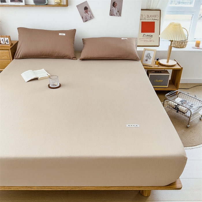 91家纺网 家纺一手货源 找家纺 798家纺 2023新款全棉13070纯色床笠 卡其