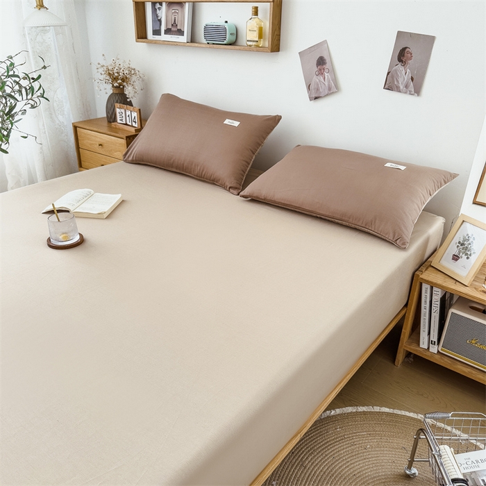 91家纺网 家纺一手货源 找家纺 798家纺 2023新款全棉13070纯色床笠 卡其