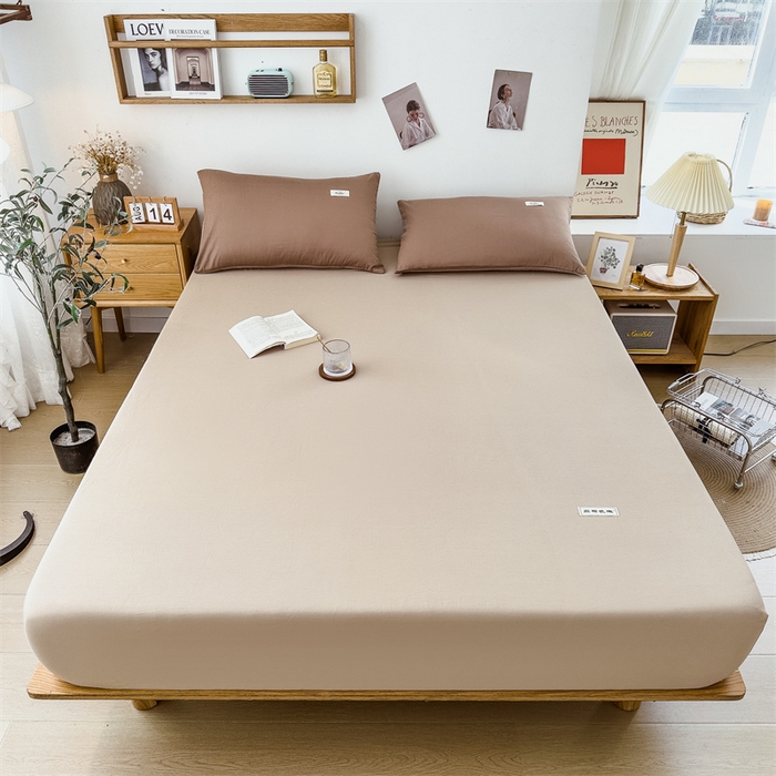 91家纺网 家纺一手货源 找家纺 798家纺 2023新款全棉13070纯色床笠 卡其