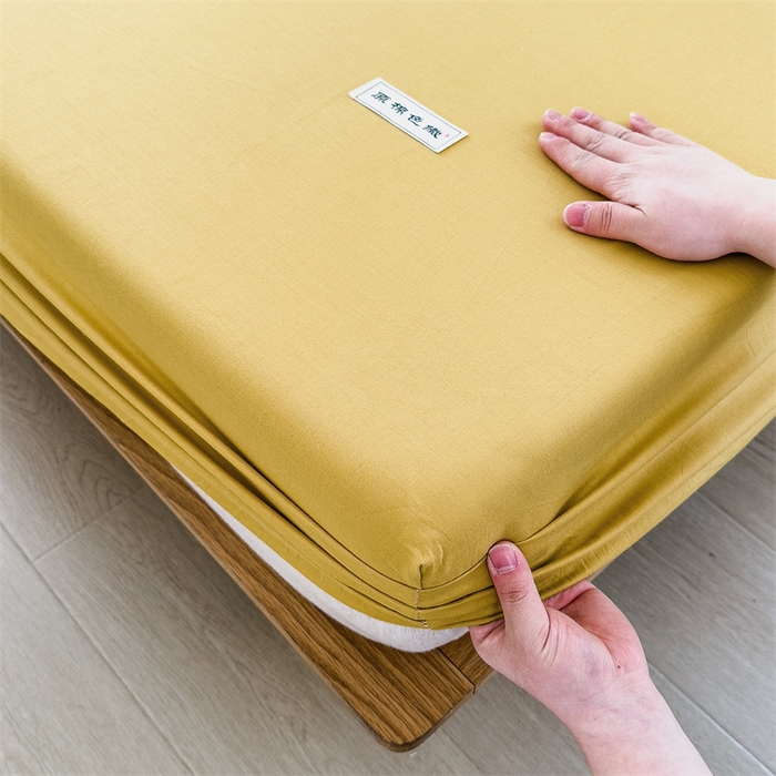 91家纺网 家纺一手货源 找家纺 798家纺 2023新款全棉13070纯色床笠 杏黄