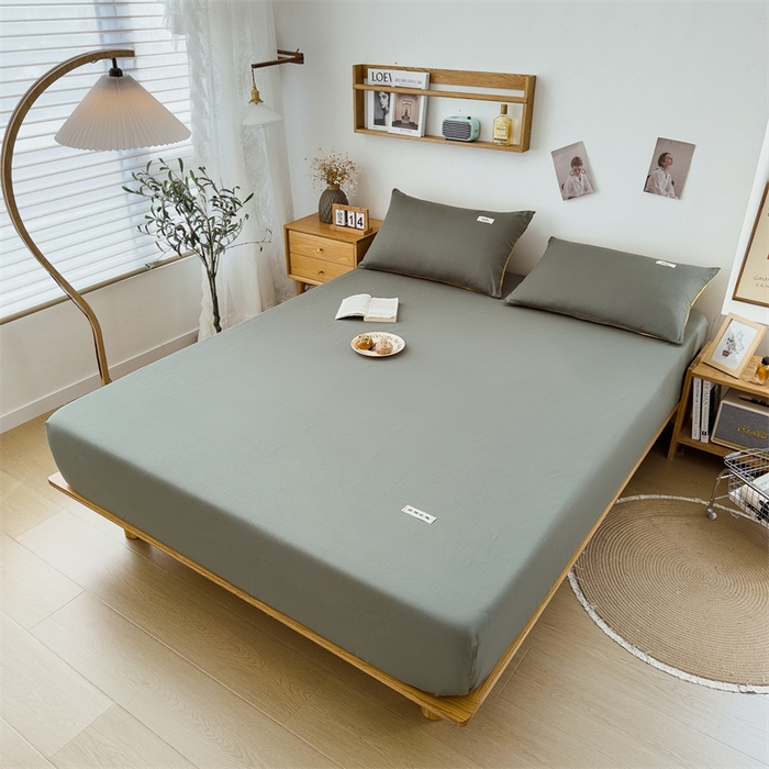 91家纺网 家纺一手货源 找家纺 798家纺 2023新款全棉13070纯色床笠 果绿