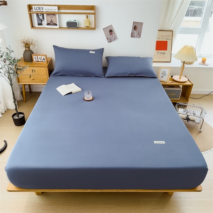 91家纺网 家纺一手货源 找家纺 798家纺 2023新款全棉13070纯色床笠 牛仔蓝