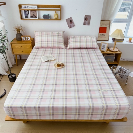 91家纺网 家纺一手货源 找家纺 798家纺 2023新款全棉13070纯色床笠 简兮粉