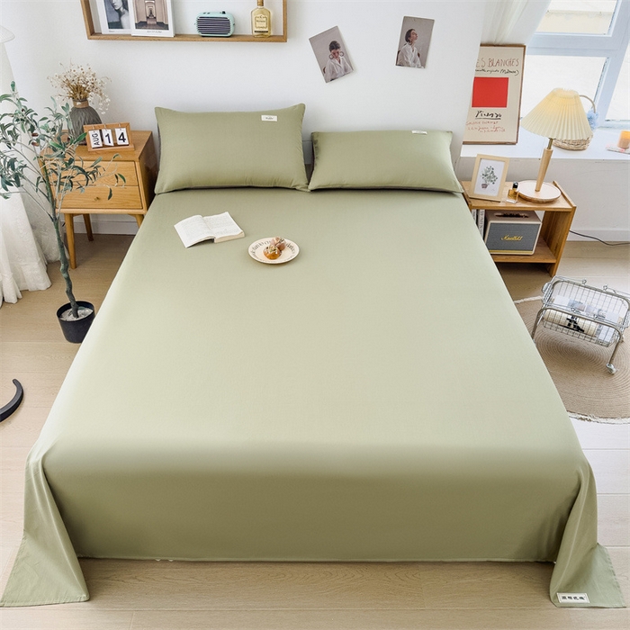 91家纺网 家纺一手货源 找家纺 798家纺 2023新款全棉13070纯色 床单 抹茶绿