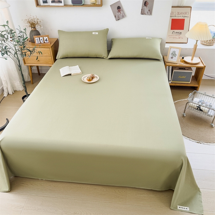 91家纺网 家纺一手货源 找家纺 798家纺 2023新款全棉13070纯色 床单 抹茶绿